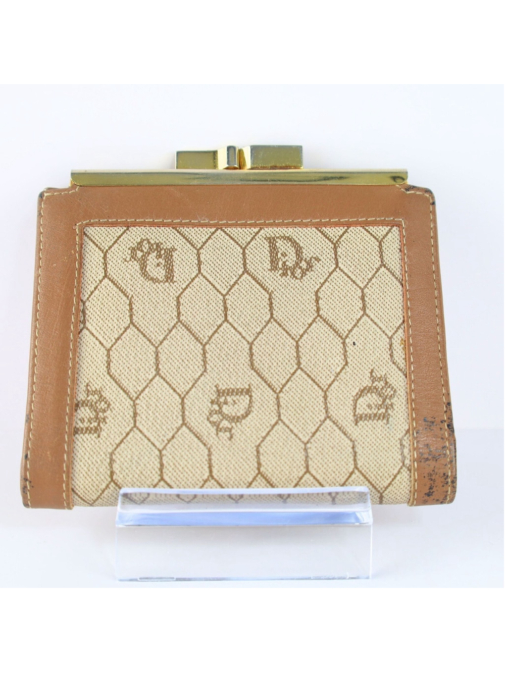 Vintage Christian Dior Honeycomb Brown Purse Wallet for Women - Picture 3 of 16